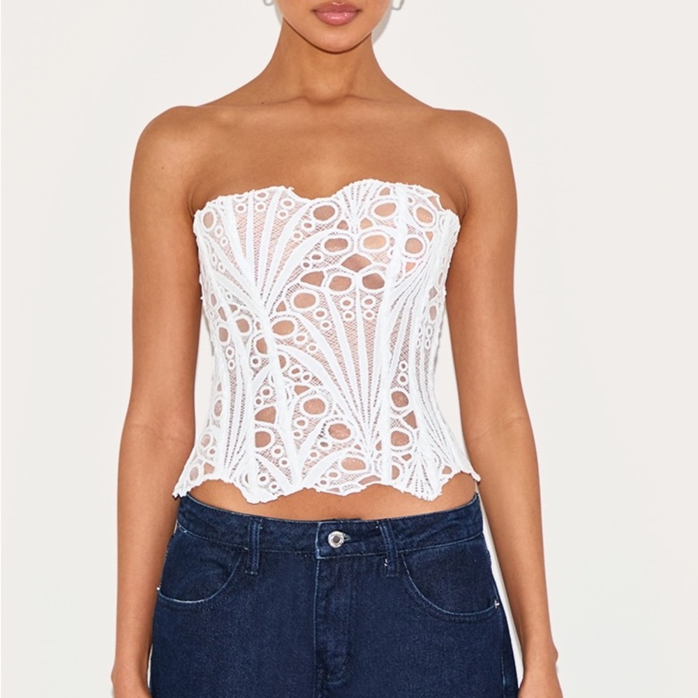 ISO!! PrettyLittleThing White Sleeveless Bustier Crop Top